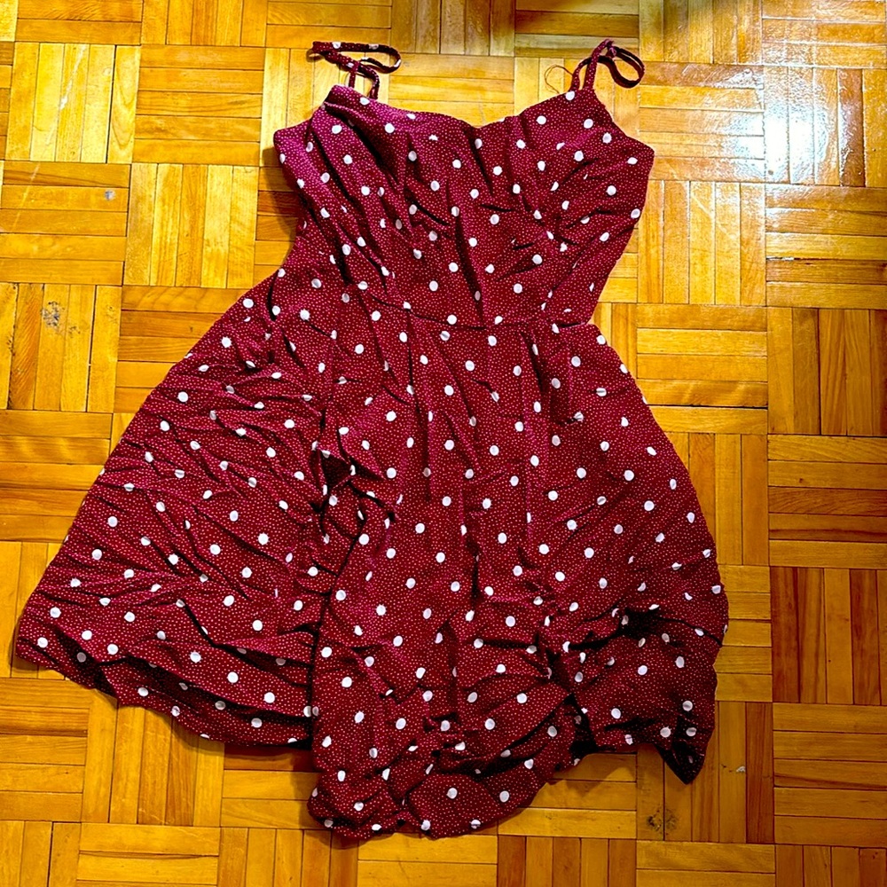 BOGO 2/$10 Burgundy polka dot dress